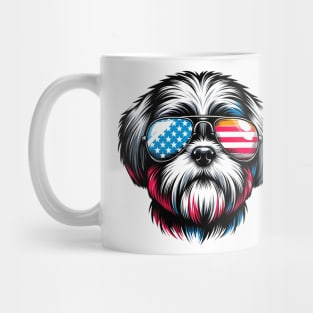 Shih Tzu Patriotic Sunglasses American Flag 4th of July Mug